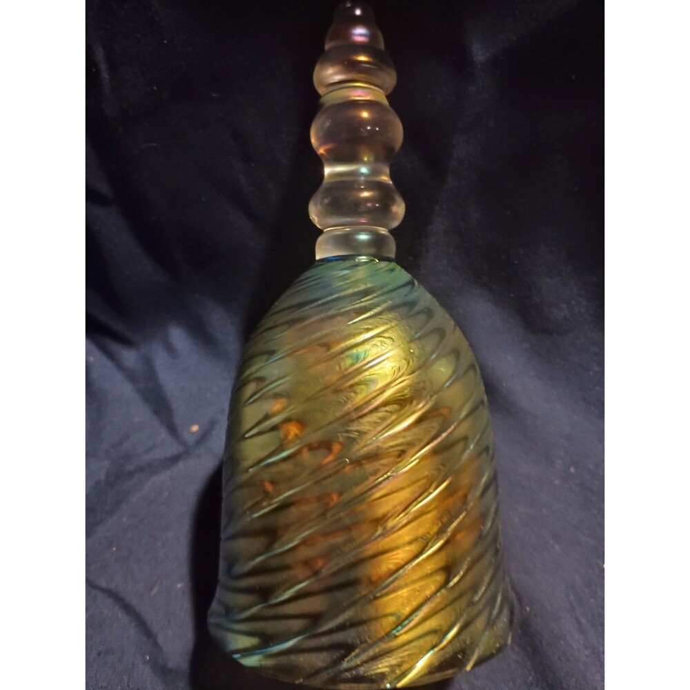 Vintage Rainbows on Crystal Hand Held Bell Iridescent 6.5"